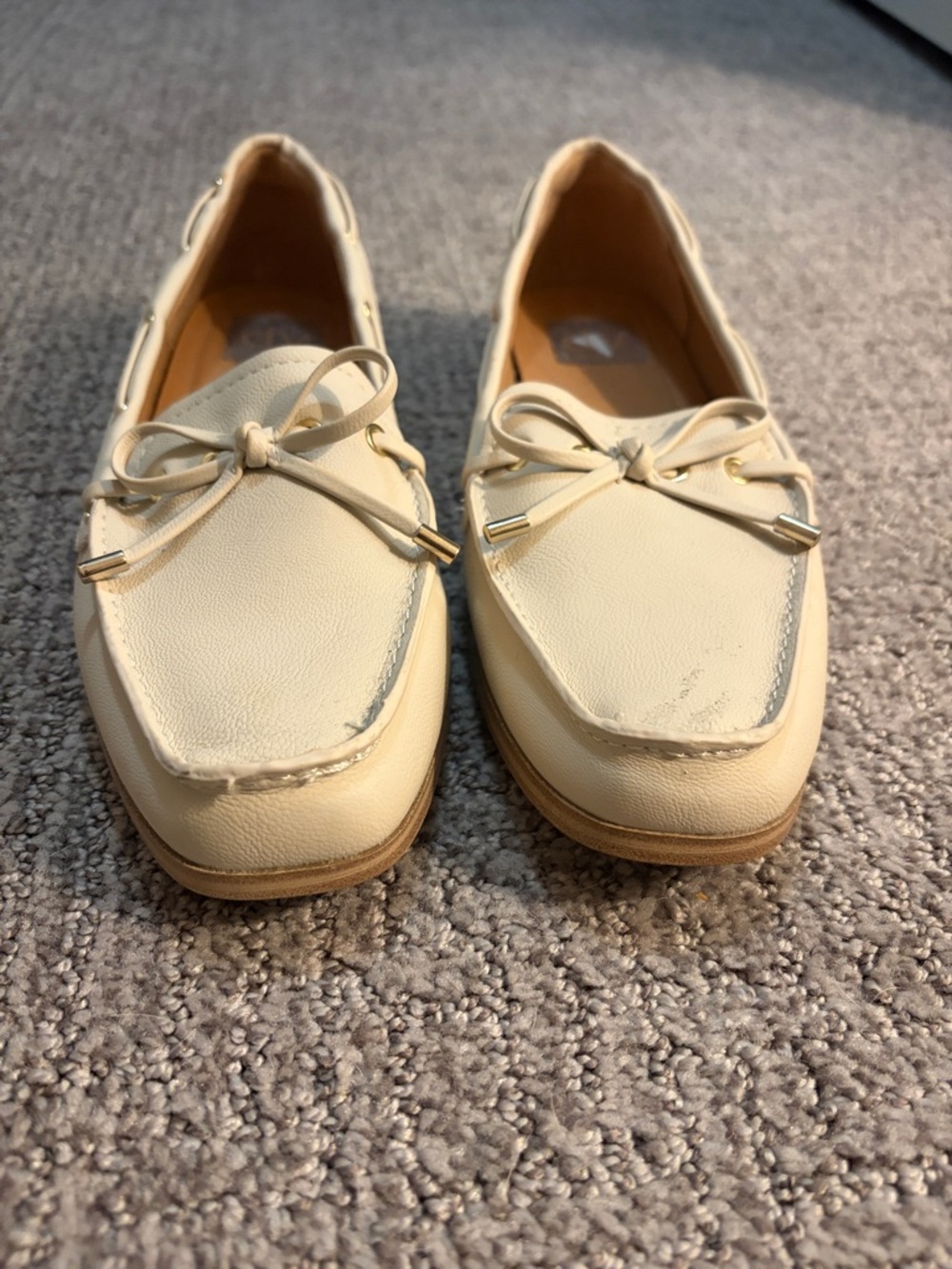 Women's Cream Bow Loafers - Classic Slip-On Moccasin
